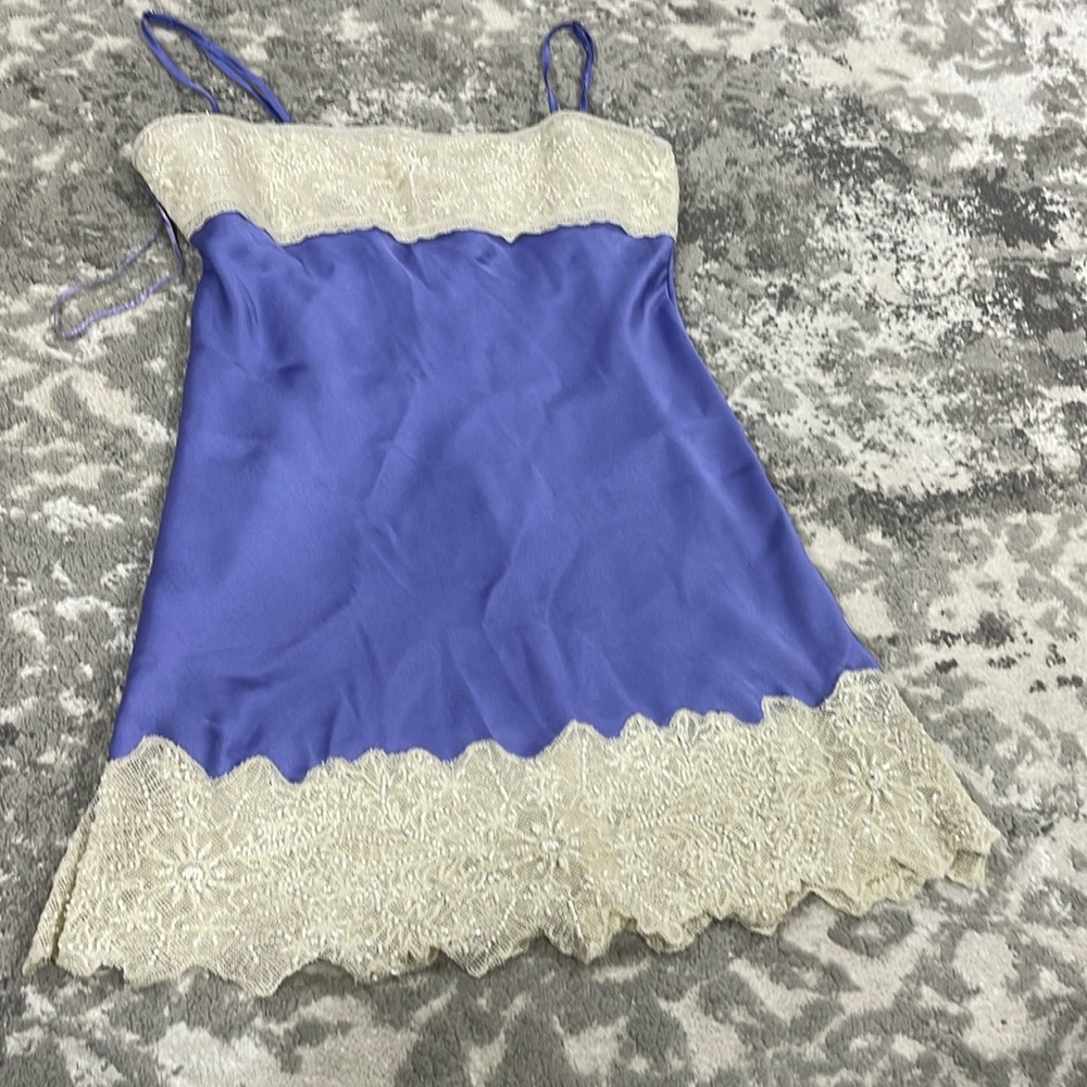 Beautiful blue silk with white sparkles.